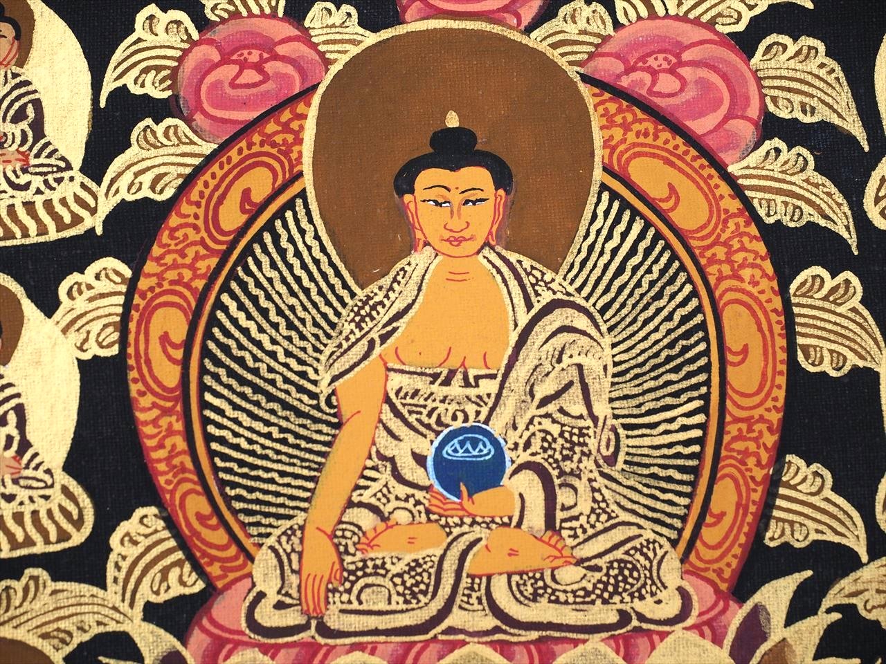 チベット密教 新品 》 手描き タンカ 曼荼羅 釈迦の一生 42の+