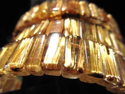 ゴールドルチルクォーツ  バングル ブレスレット 大きめ 金針水晶